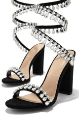 Holiday Party Embellished Around The Ankle Coil Heels - Black