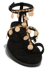 Absolute Paradise Chain Embellished Sandals - Black