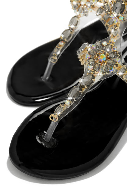 Caicos Resort Embellished Ankle Strap Sandals - Black