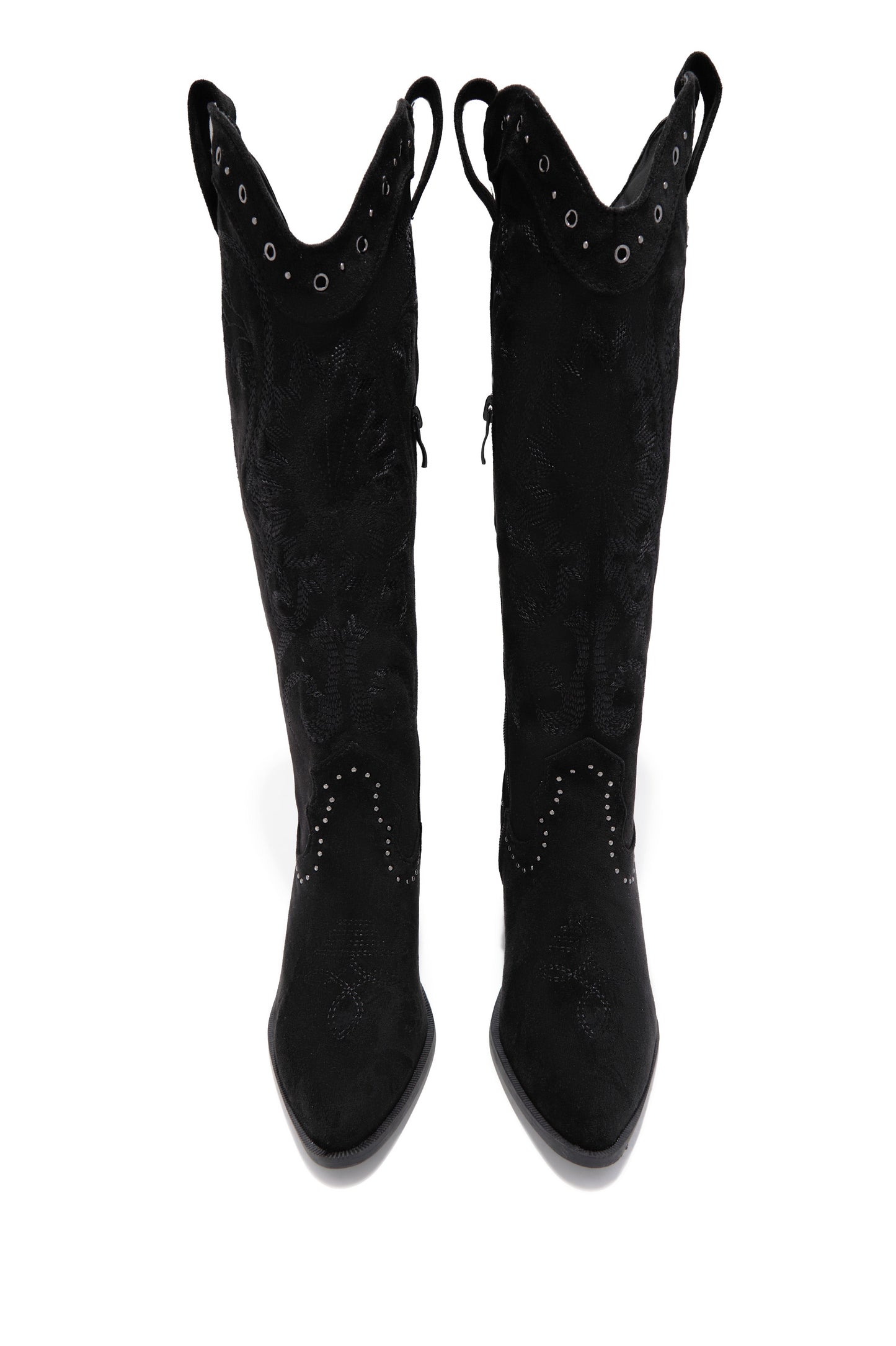 Festival Season Cowgirl Boots - Black Suede
