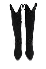 Festival Season Cowgirl Boots - Black Suede