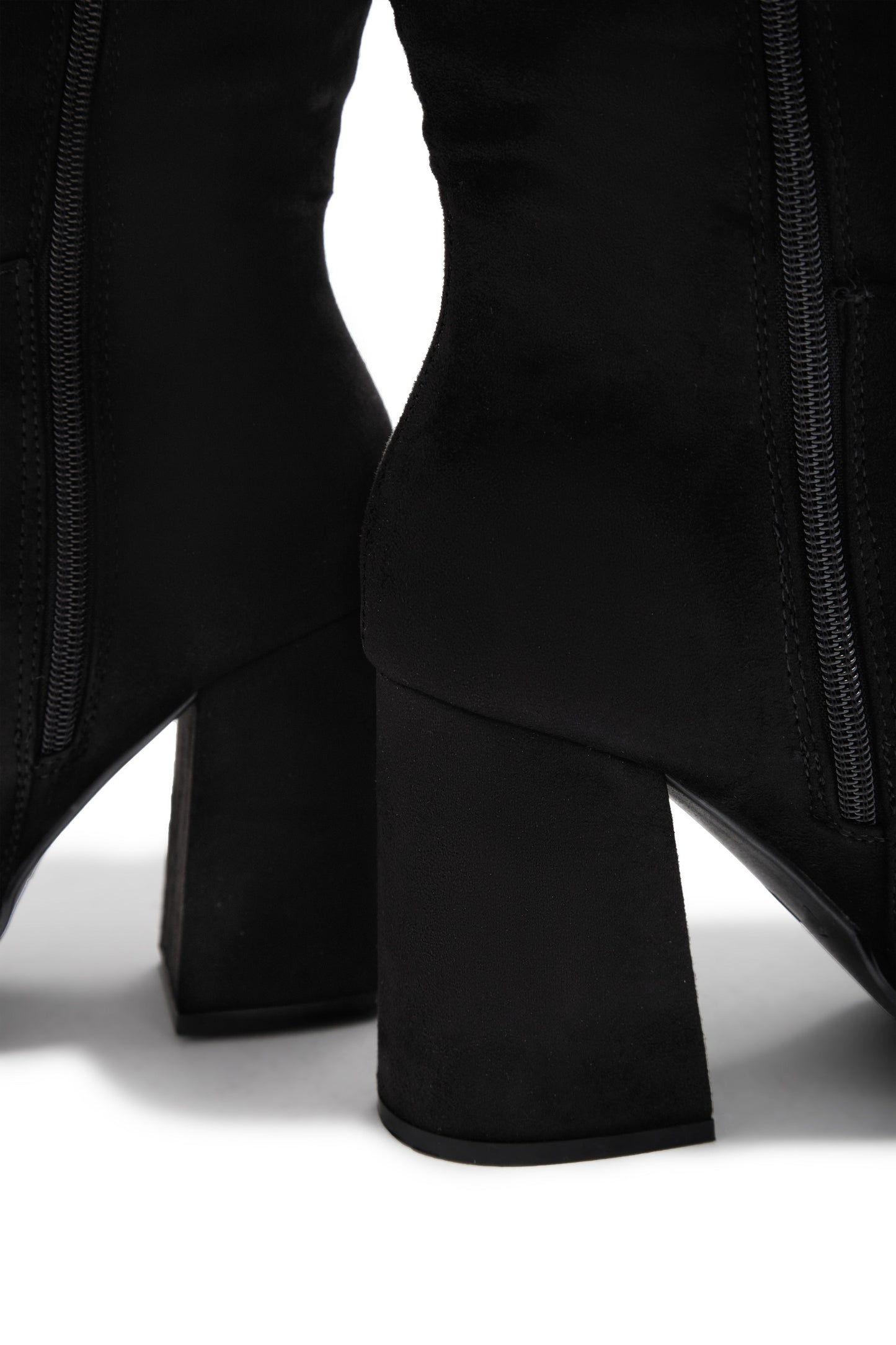 Hudson Platform Block Heel Boots - Black Suede
