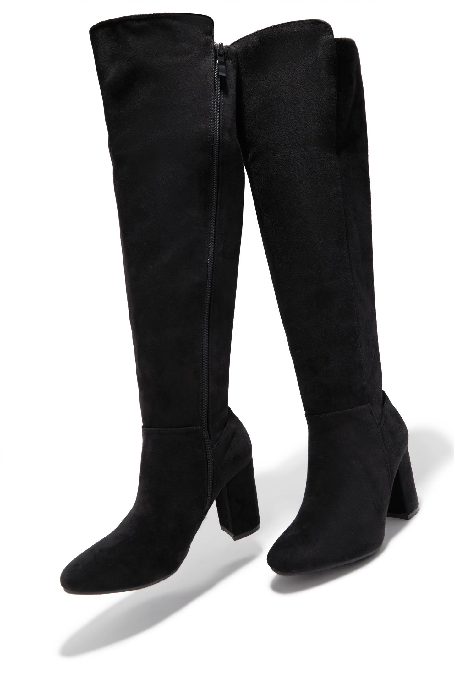 Colette Block Heel Boots - Black Suede