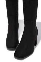 Mandy Block Heel Over The Knee Boots - Black Suede