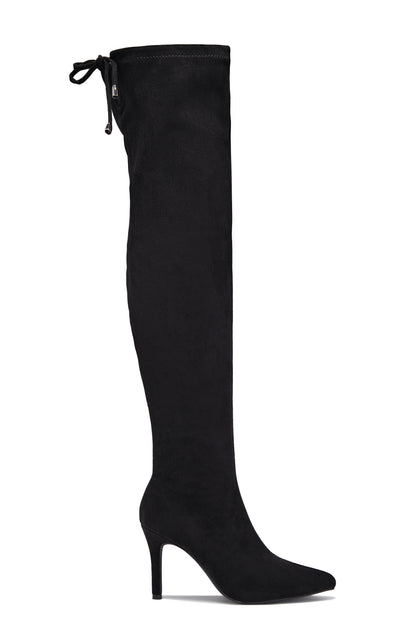Gigi Over The Knee Heel Boots - Black Suede