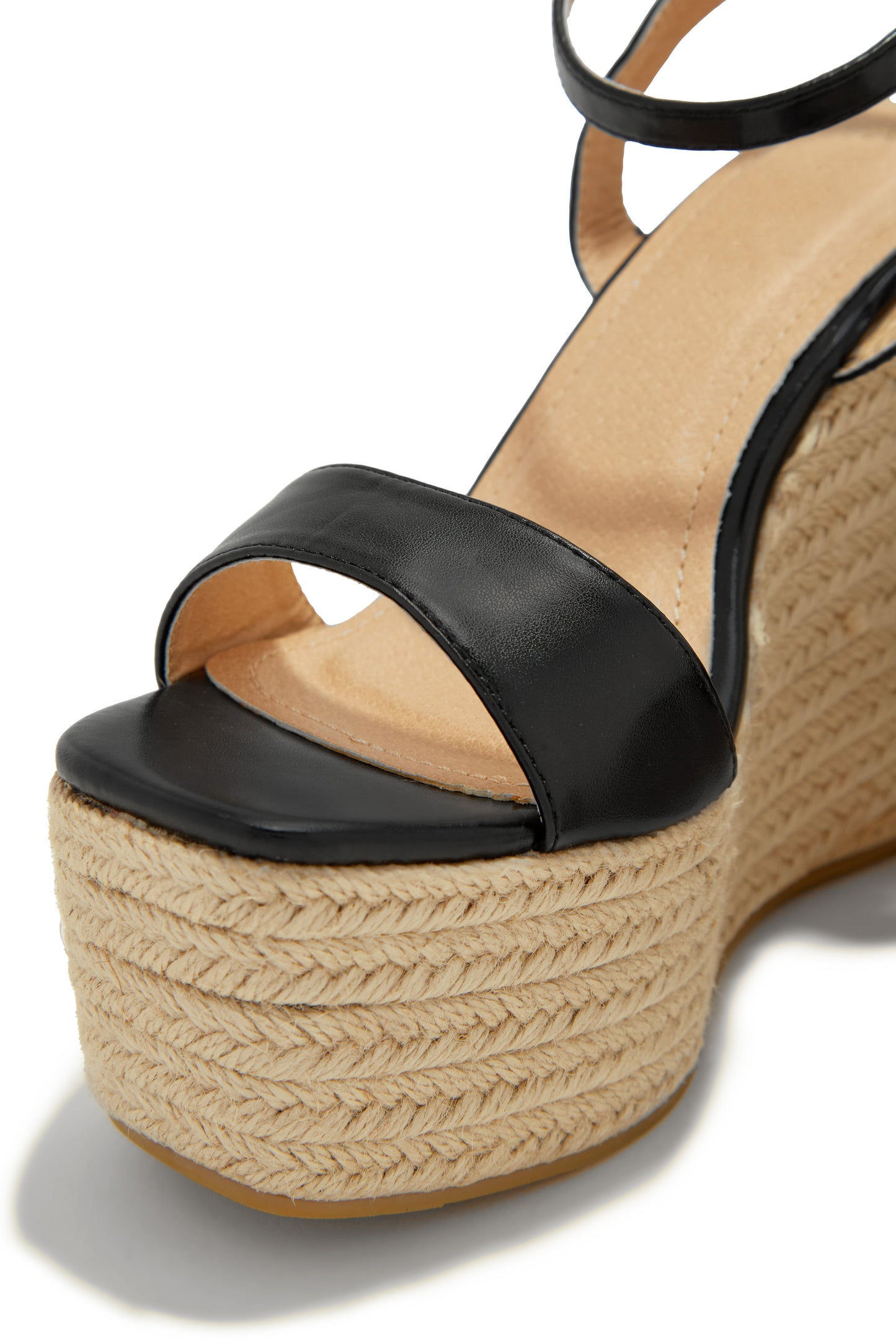 Poolside Espadrille Platform Wedges - Black