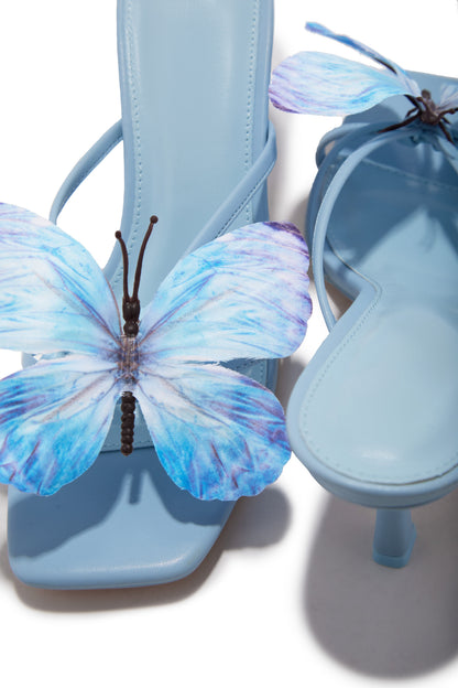 Social Butterfly Mid Heel Mules - Blue