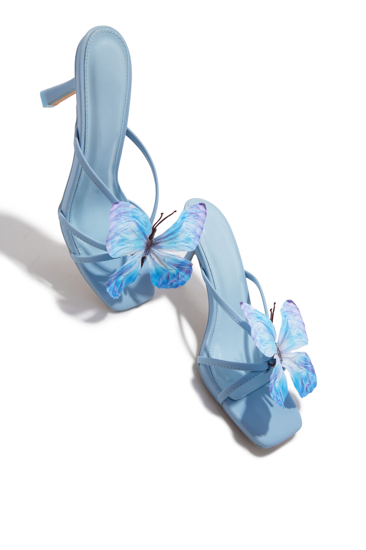 Social Butterfly Mid Heel Mules - Blue