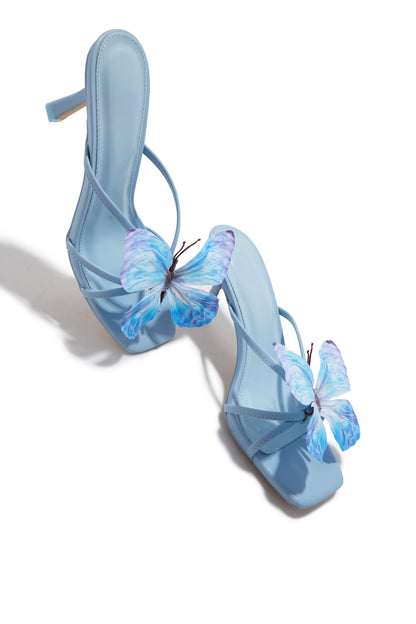 Social Butterfly Mid Heel Mules - Blue