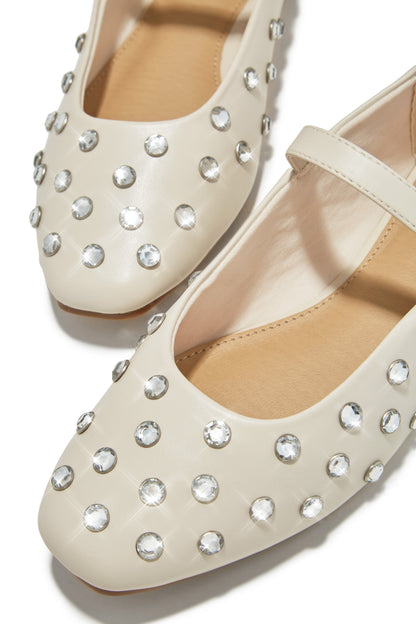 Aniston Embellished Flats - Bone