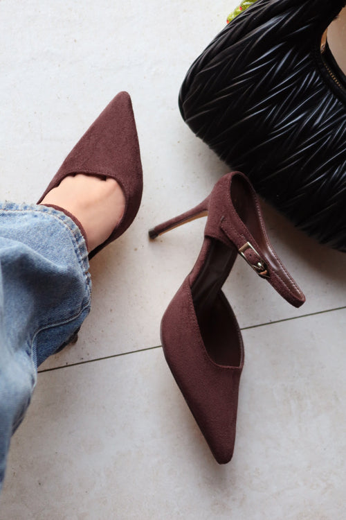 Kaley Mule Heel Pumps - Brown