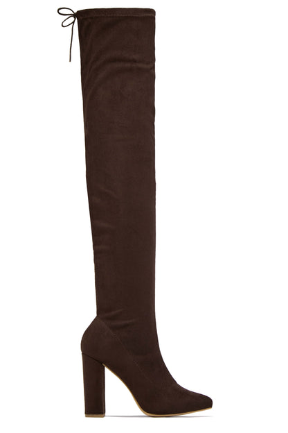 Set The Bar Over The Knee Block High Heel Boots - Black