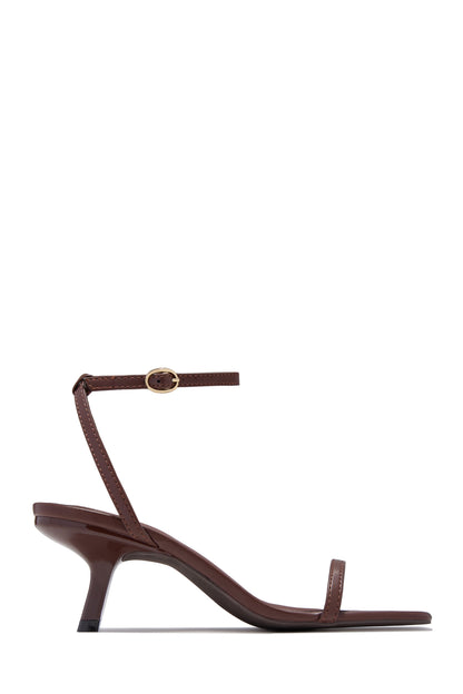 Karolay Ankle Strap Mid Heels - Brown
