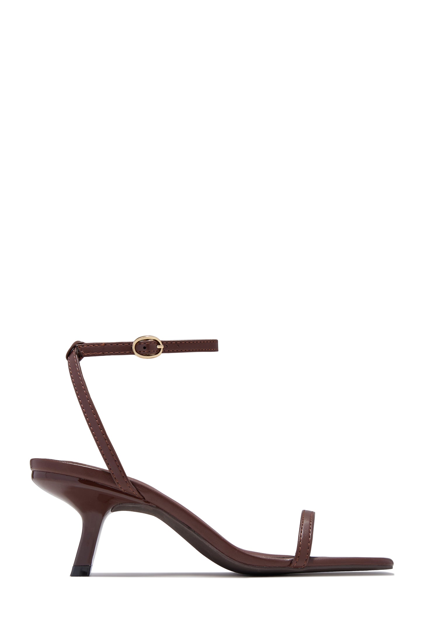 Karolay Ankle Strap Mid Heels - Brown