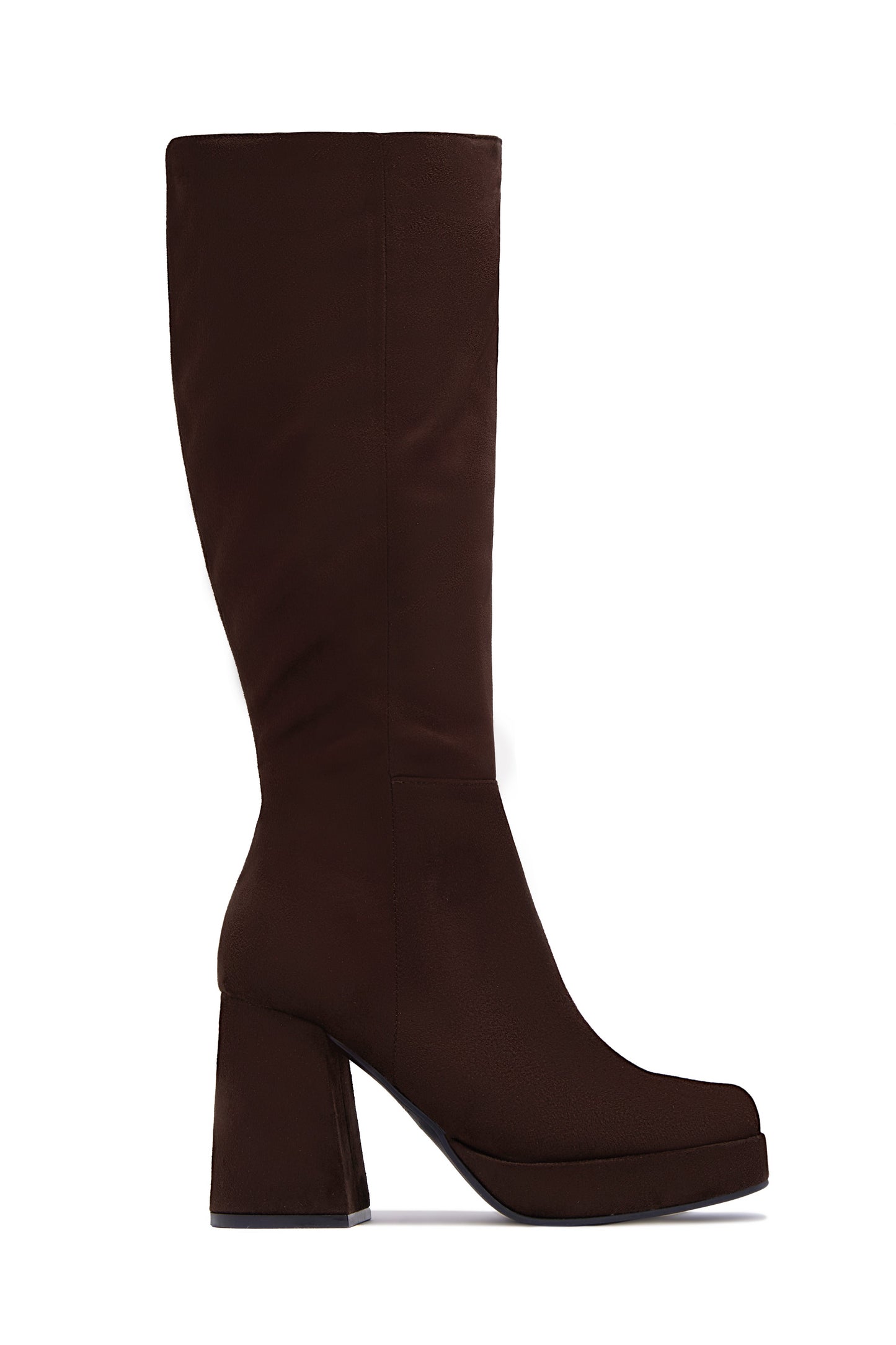 Hudson Platform Block Heel Boots - Brown Suede