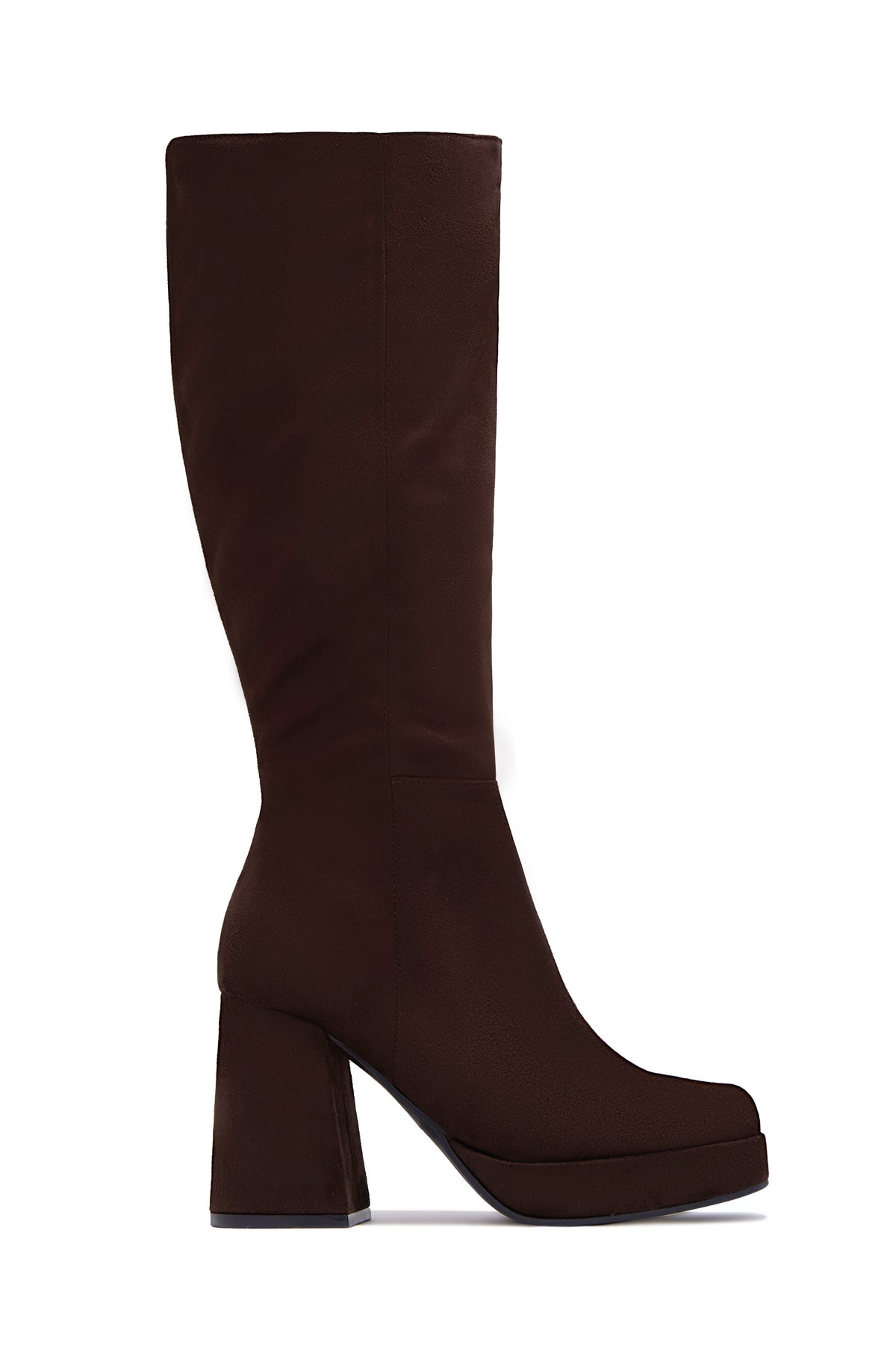 Hudson Platform Block Heel Boots - Brown Suede