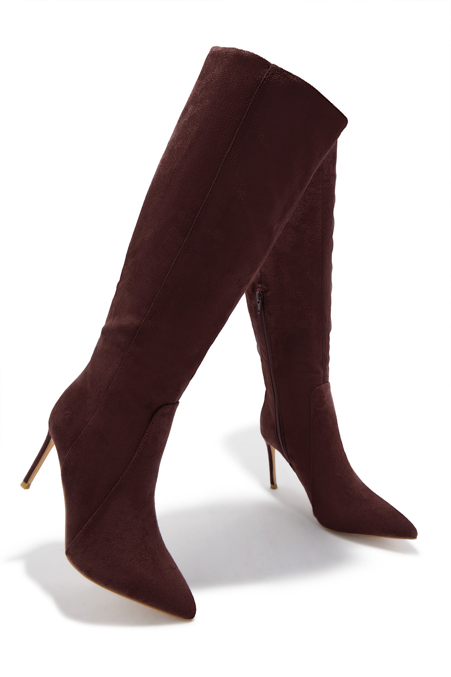 Daniella Below The Knee Heel Boots - Brown