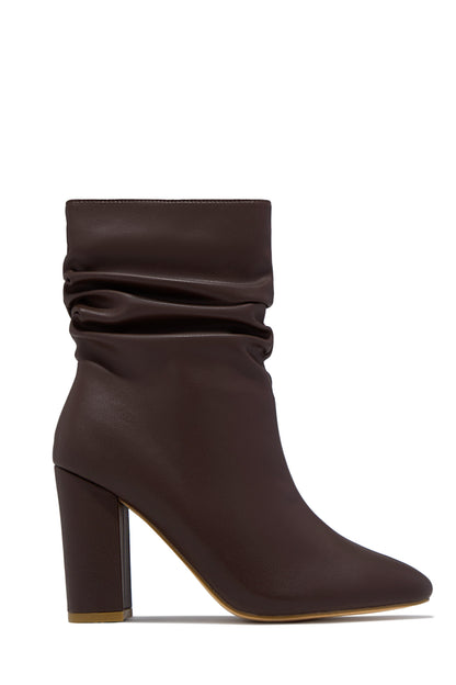 Sharon Block Heel Ankle Boot - Brown