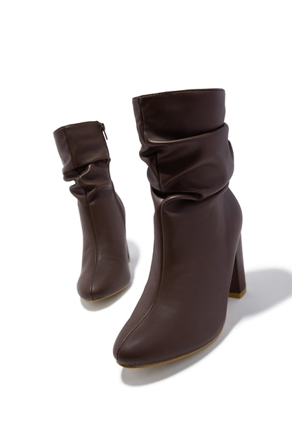 Sharon Block Heel Ankle Boot - Brown