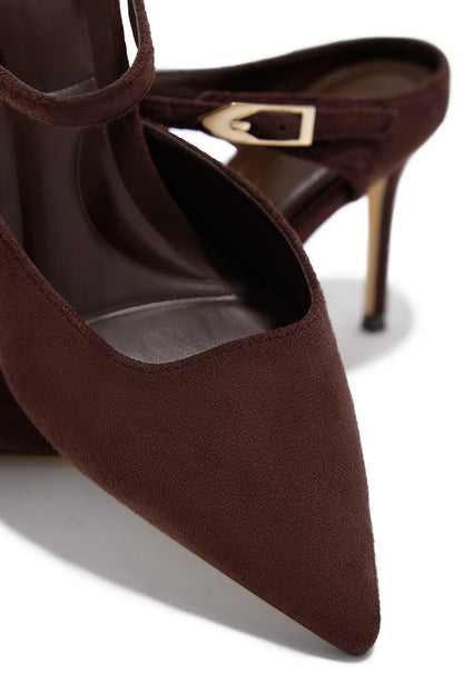 Kaley Mule Heel Pumps - Brown