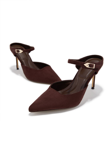 Kaley Mule Heel Pumps - Brown