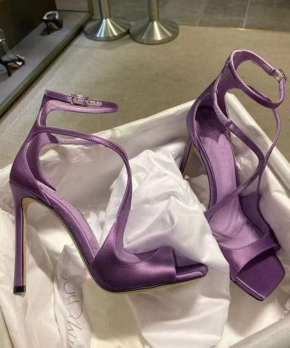 Fashion Purple Splicing Satin Stiletto Sandals Peep Toe