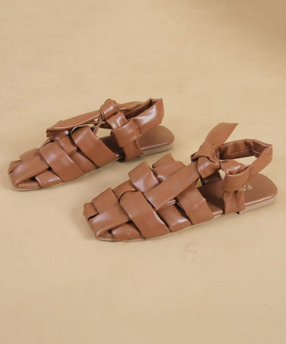 Chic Brown Hollow Out Comfy Splicing Walking Sandals