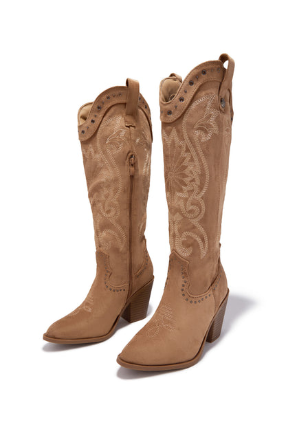 Festival Season Cowgirl Boots - Camel Suede