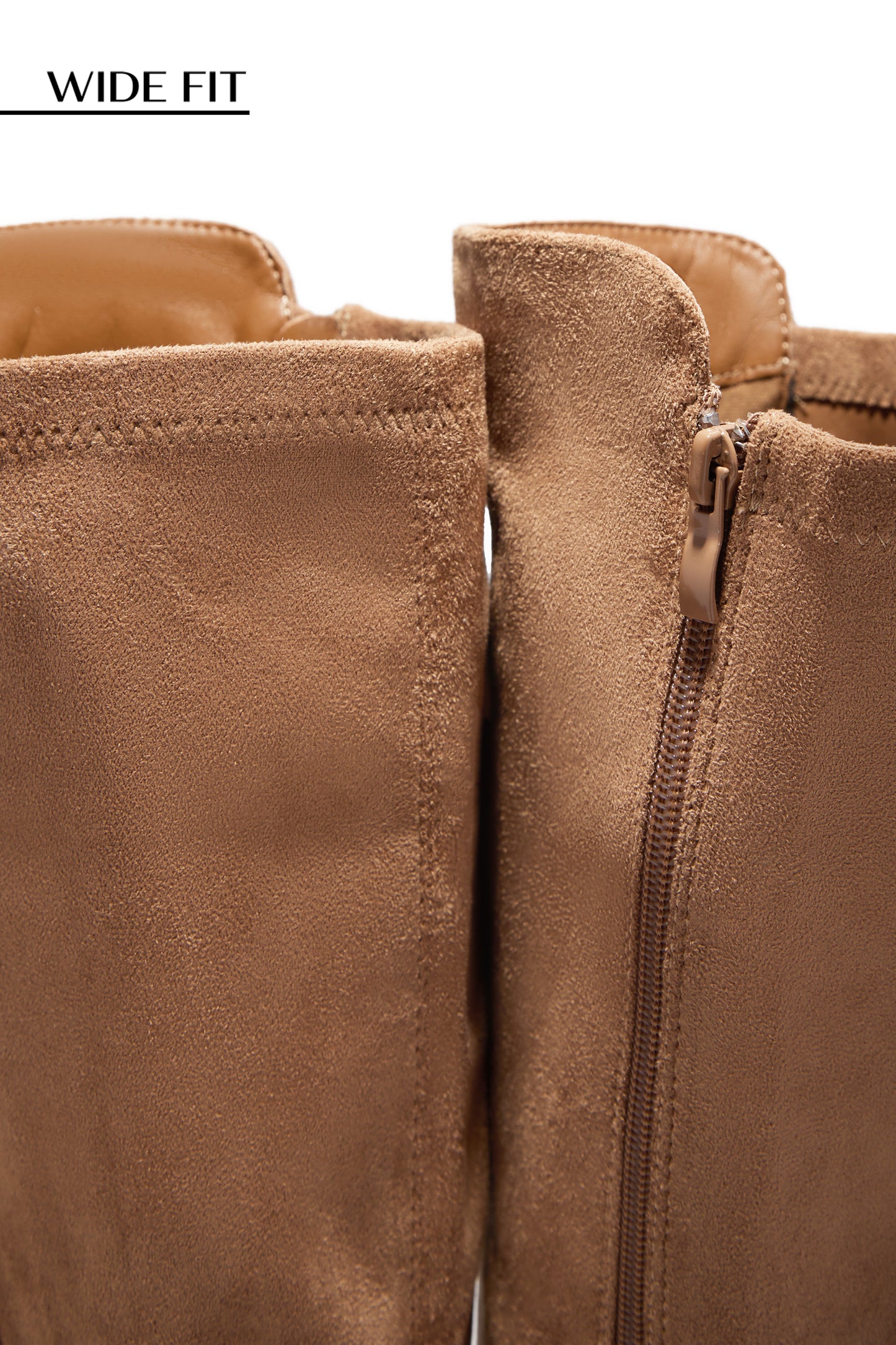 Colette Wide Fit Block Heel Boots - Camel Suede