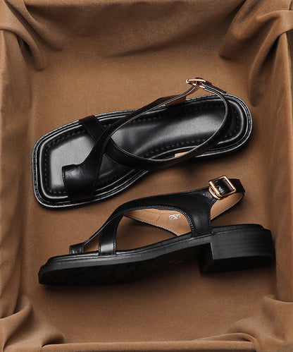 Comfy Flip Flops Chunky Faux Leather Soft Splicing Sandals