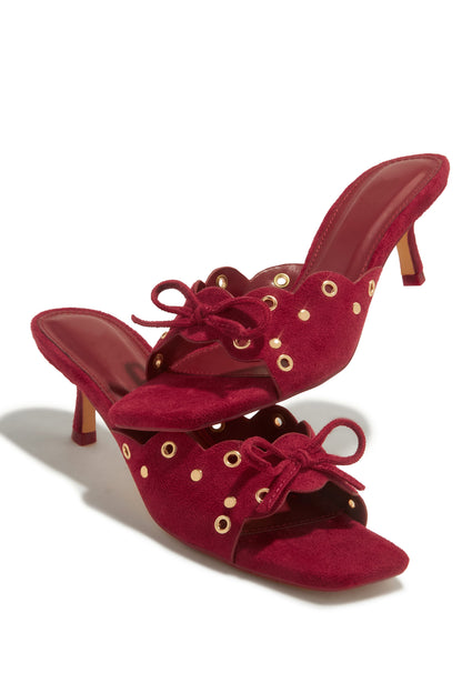 Lani Mid Heel Mules - Cherry