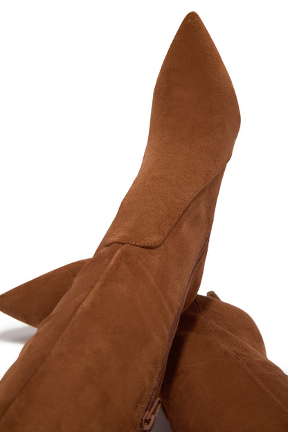 Daniella Below The Knee Heel Boots - Chestnut
