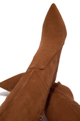 Daniella Below The Knee Heel Boots - Chestnut