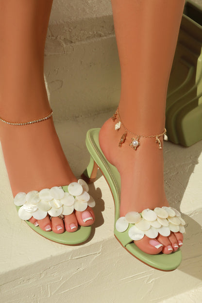 Clara Kitten Heel Mules - Sage