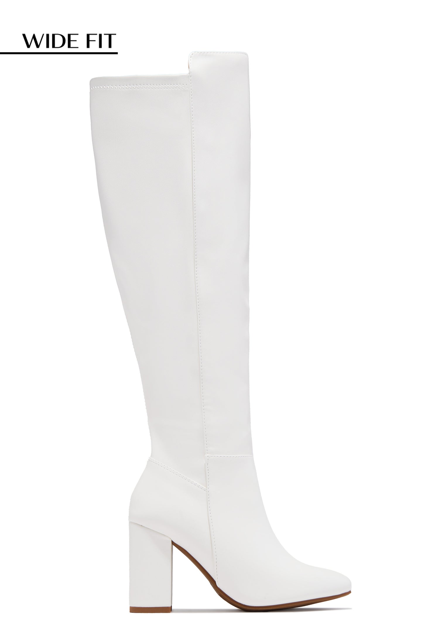 Colette Wide Fit Block Heel Boots - White