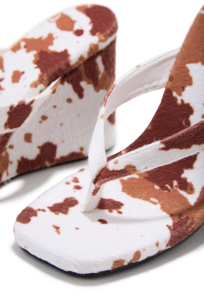 Sashelle Slip On Wedge Heels - Cow