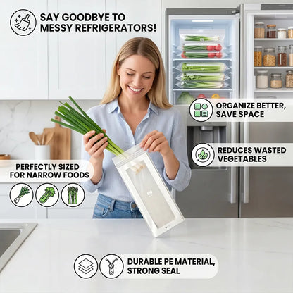 🥬 50/100PCS Reusable Long Food Storage Bags, Double-Zip Seal Freshness Bags for Kitchen