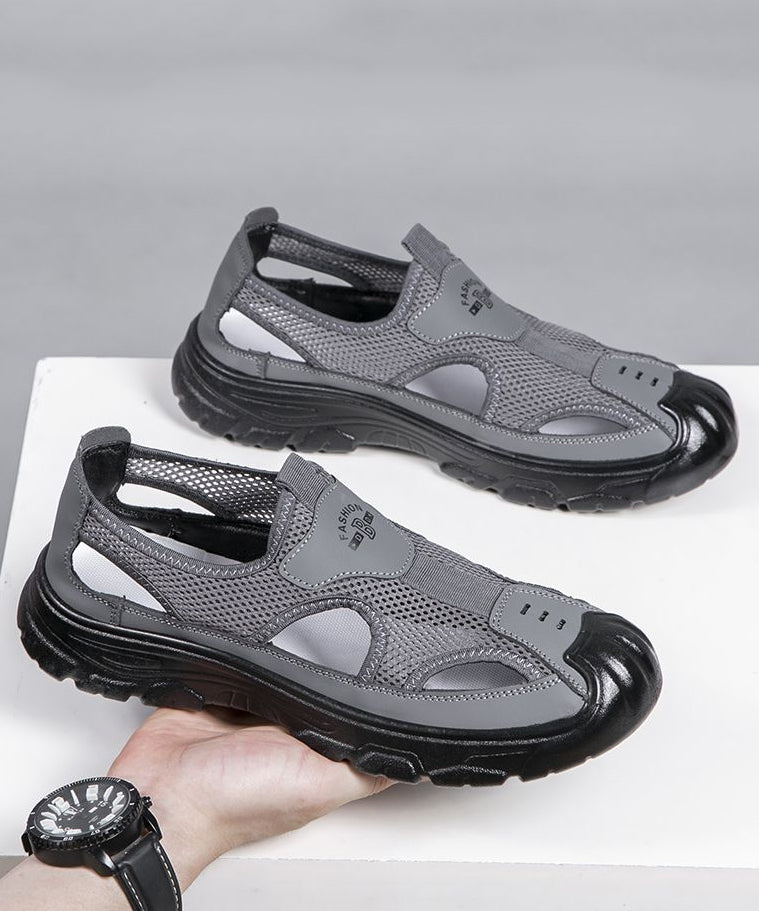 Coffee Breathable Mesh Splicing Men Water Sandals