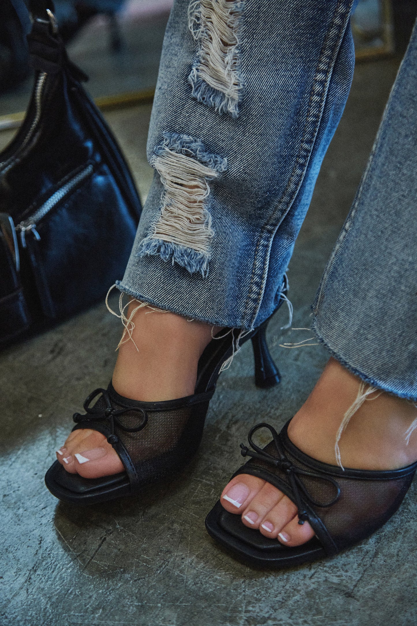 Eliza Mid Heel Mules - Black
