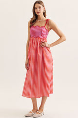 The Marina Scallop Stripe Midi Dress