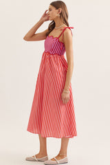 The Marina Scallop Stripe Midi Dress