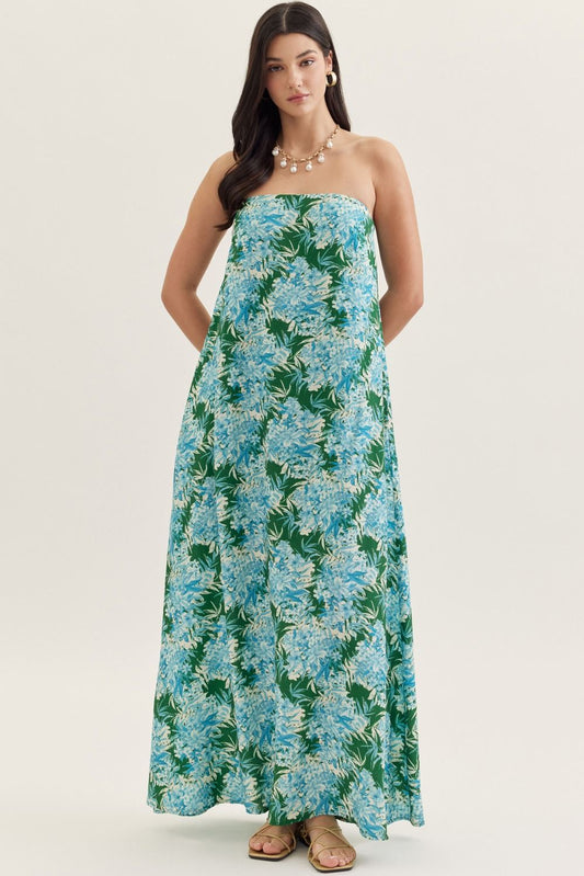 The Marlow Botanical Strapless Maxi Dress
