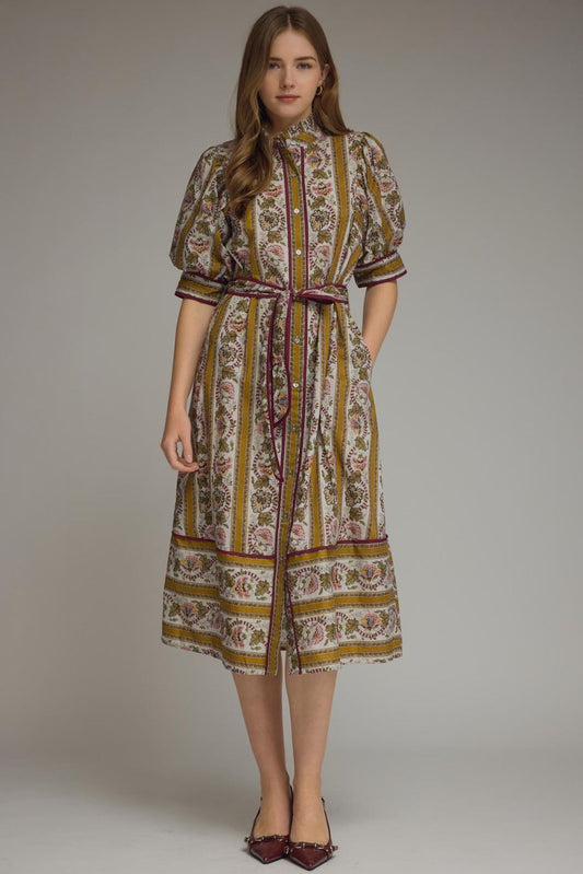 Jessica Floral Stripe Midi Dress