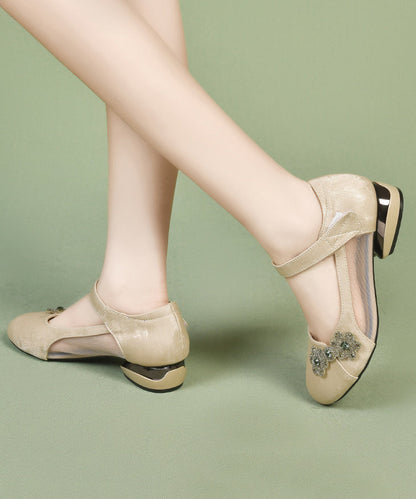Green Satin Breathable Mesh Splicing Buckle Strap Sandals