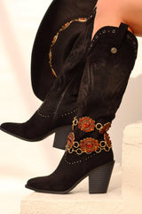 Festival Season Cowgirl Boots - Black Suede