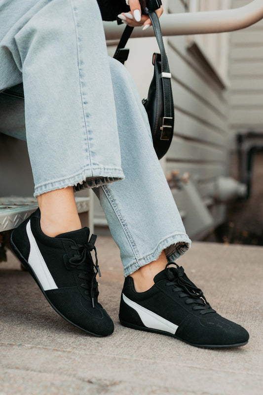 Endurance Edge Lace-Up Faux Suede Sneakers (Black)