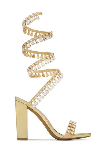 Holiday Party Embellished Around The Ankle Coil Heels - Black