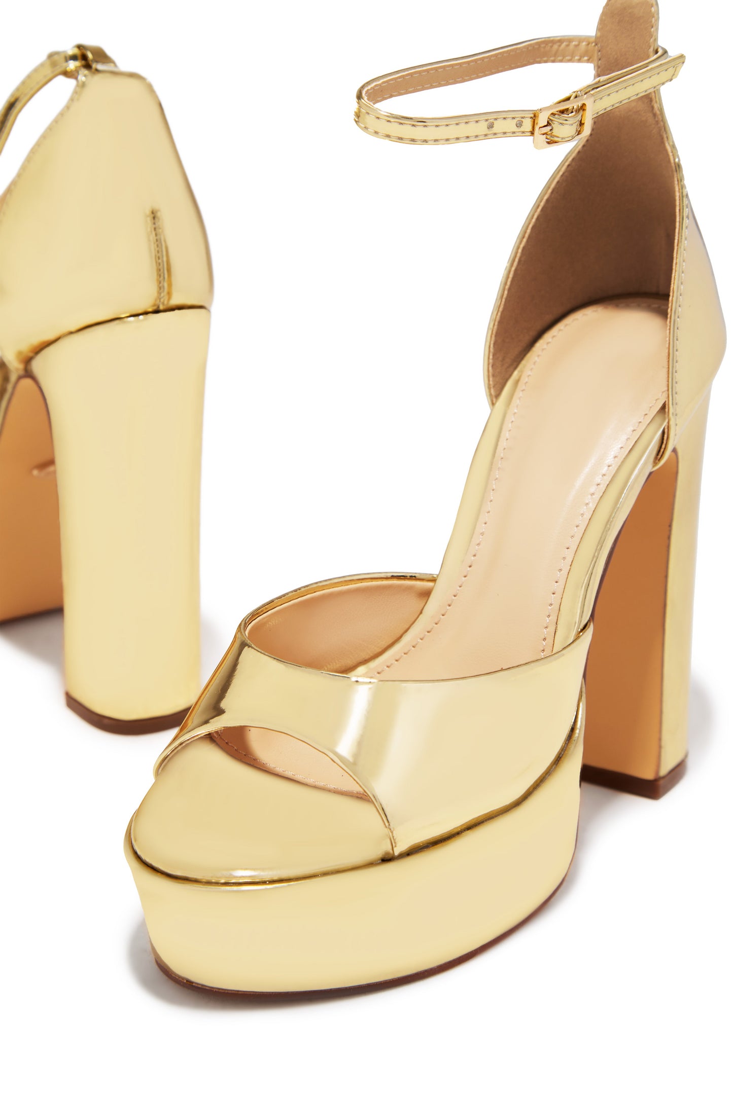 Aliyah Platform Block Heels - Gold