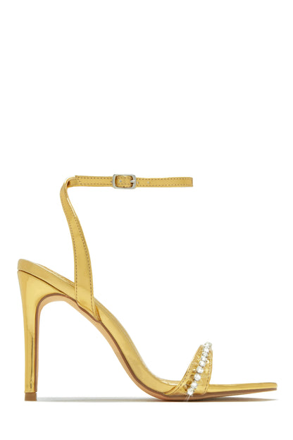 First Date Ankle Strap High Heels - Pink