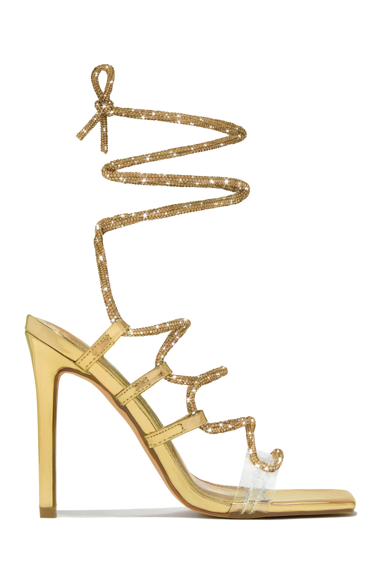 Birthday Wishes Embellished Lace Up Heels - Nude